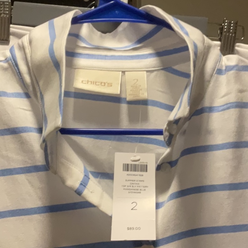 Chicos Summer Blouse. Shirt Size 2 Cost $89 tag attached